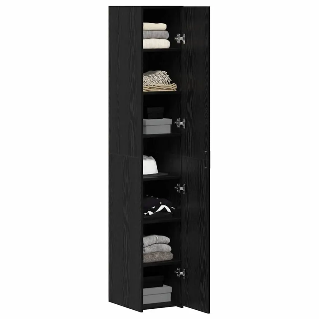 Black Oak Highboard Storage Cabinet for Living Spaces