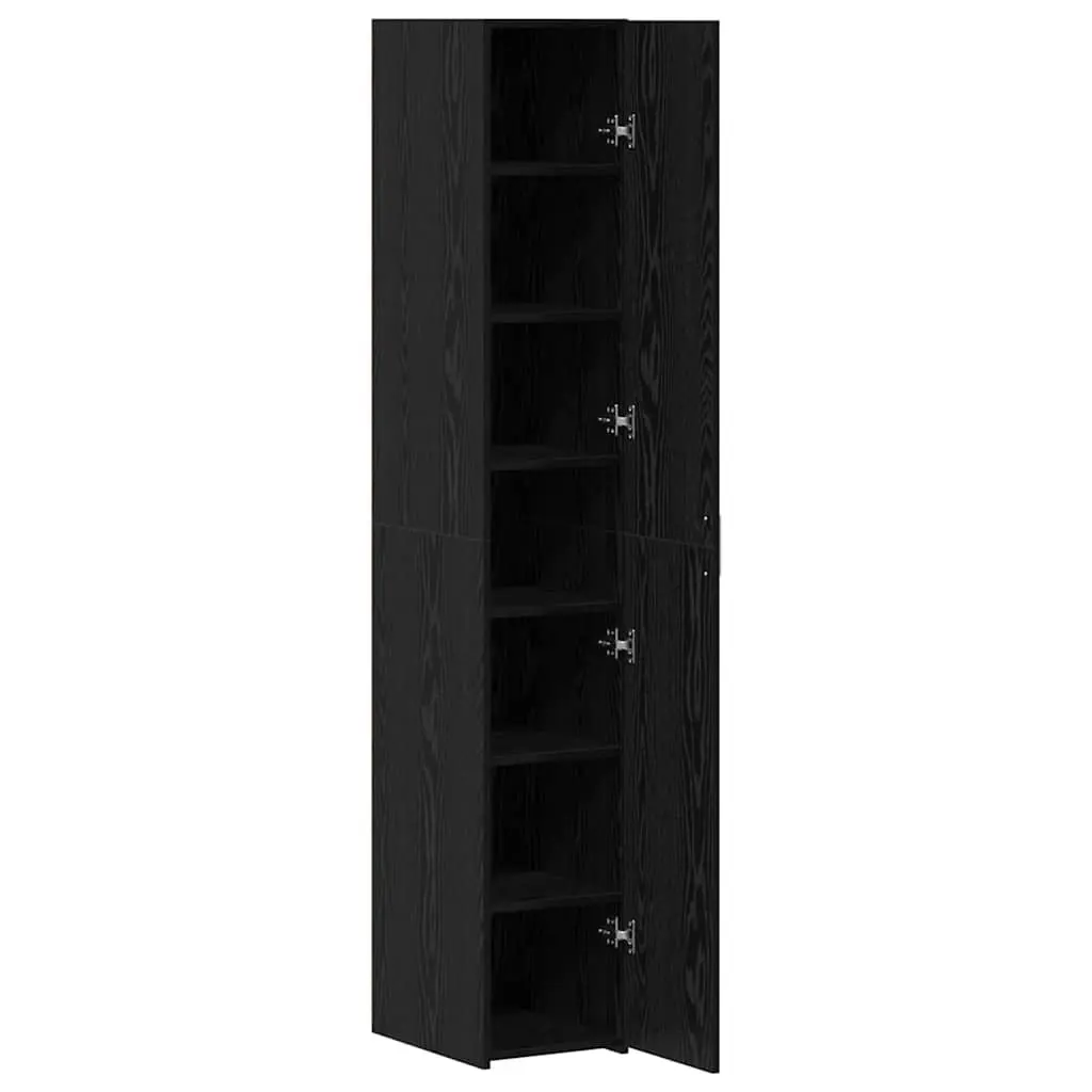 Black Oak Highboard Storage Cabinet for Living Spaces