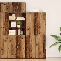 Warm Brown Engineered Wood Highboard Storage Cabinet