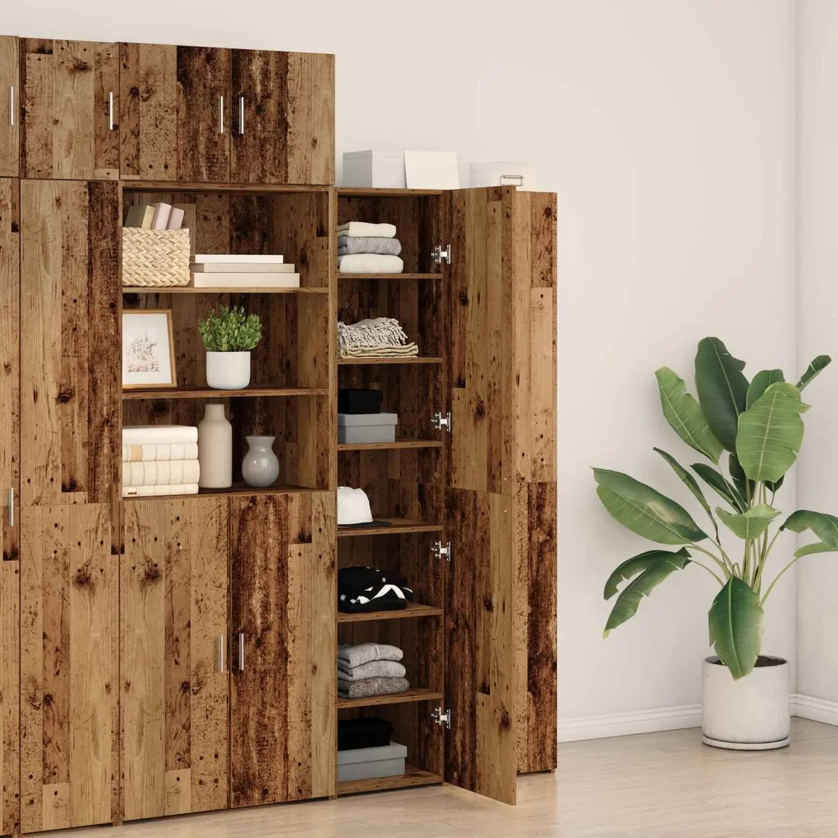 Highboard Old Wood Sideboard Buffet Cabinet Tall Storage Cupboard 185cm