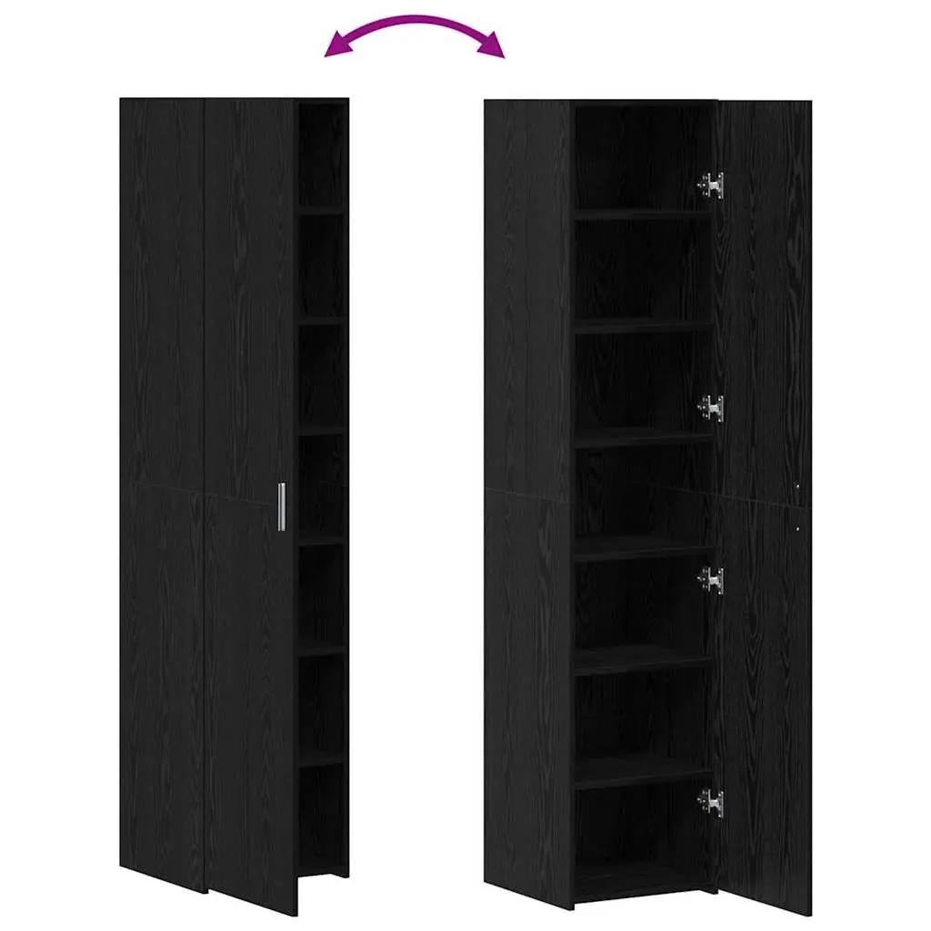 Engineered Wood Highboard Modern Black 40 x 42.5 x 185 cm Storage Cabinet