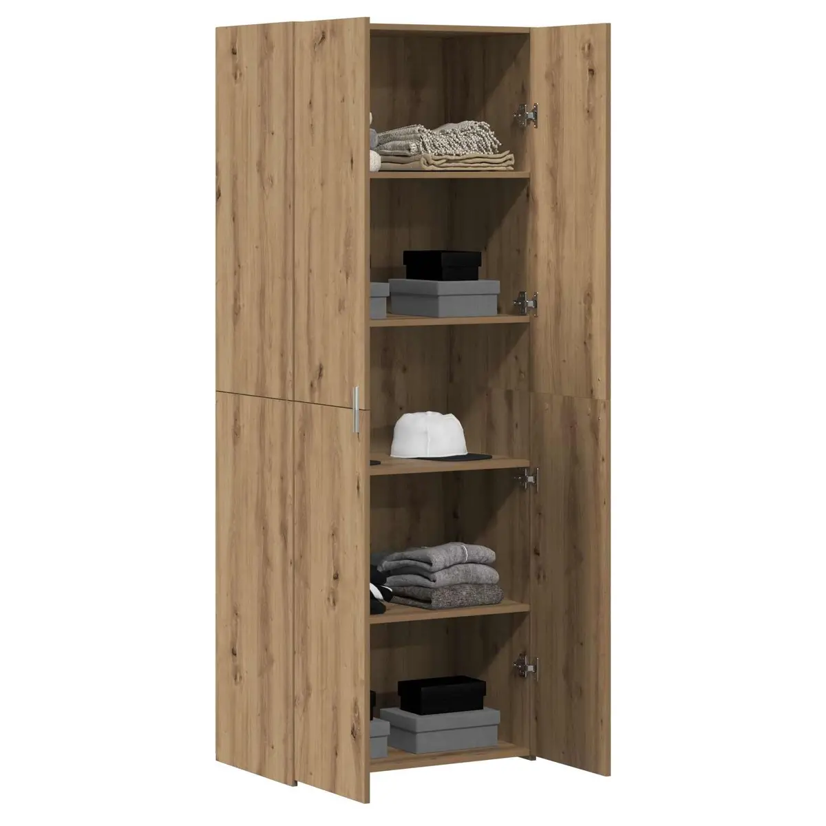 Brown Engineered Wood Highboard Storage Unit