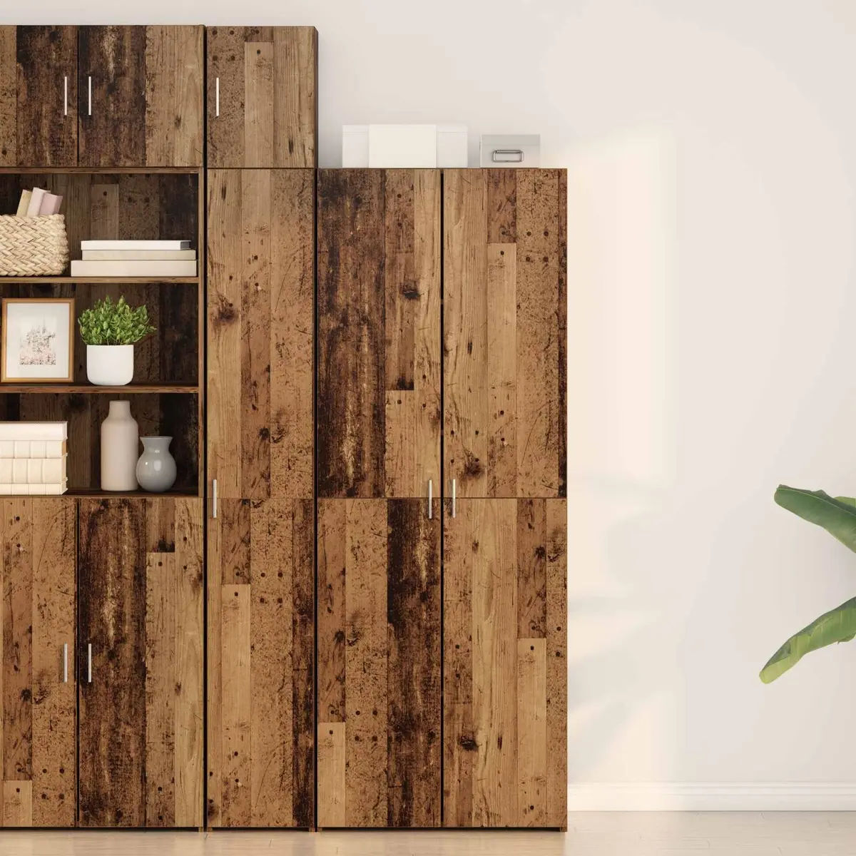 Wooden Buffet Sideboard Cabinet Rustic Brown Natural Wood 70 x 42.5 x 185 cm