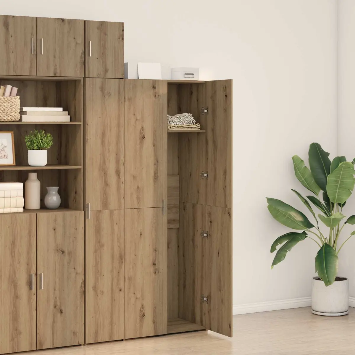 Highboard Buffet Cabinet Sideboard 70 x 42.5 x 185 cm Rustic Oak Dining Storage