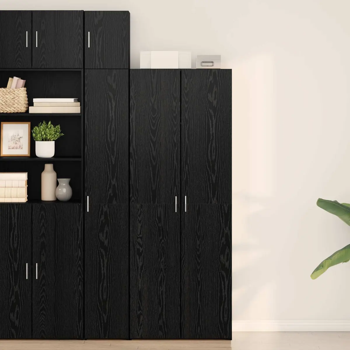 Highboard Buffet Cabinet Rustic Black Oak 70x42.5x185cm Wood