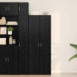 Rustic Wooden Buffet Cabinet in Black Oak for Dining Spaces