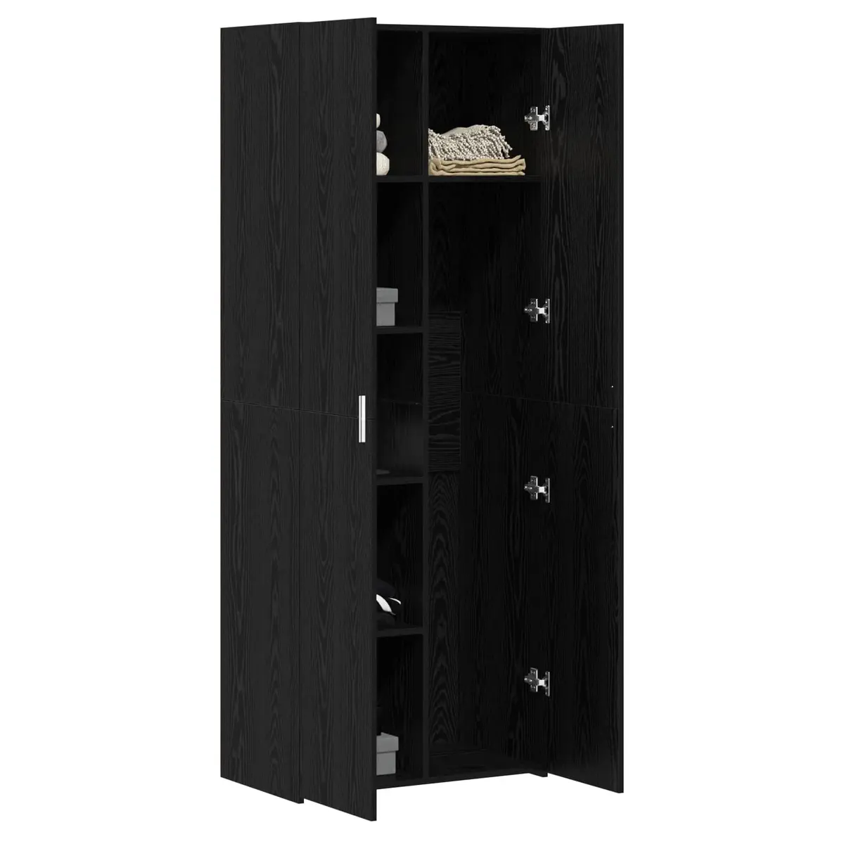 Highboard Buffet Cabinet Rustic Black Oak 70x42.5x185cm Wood