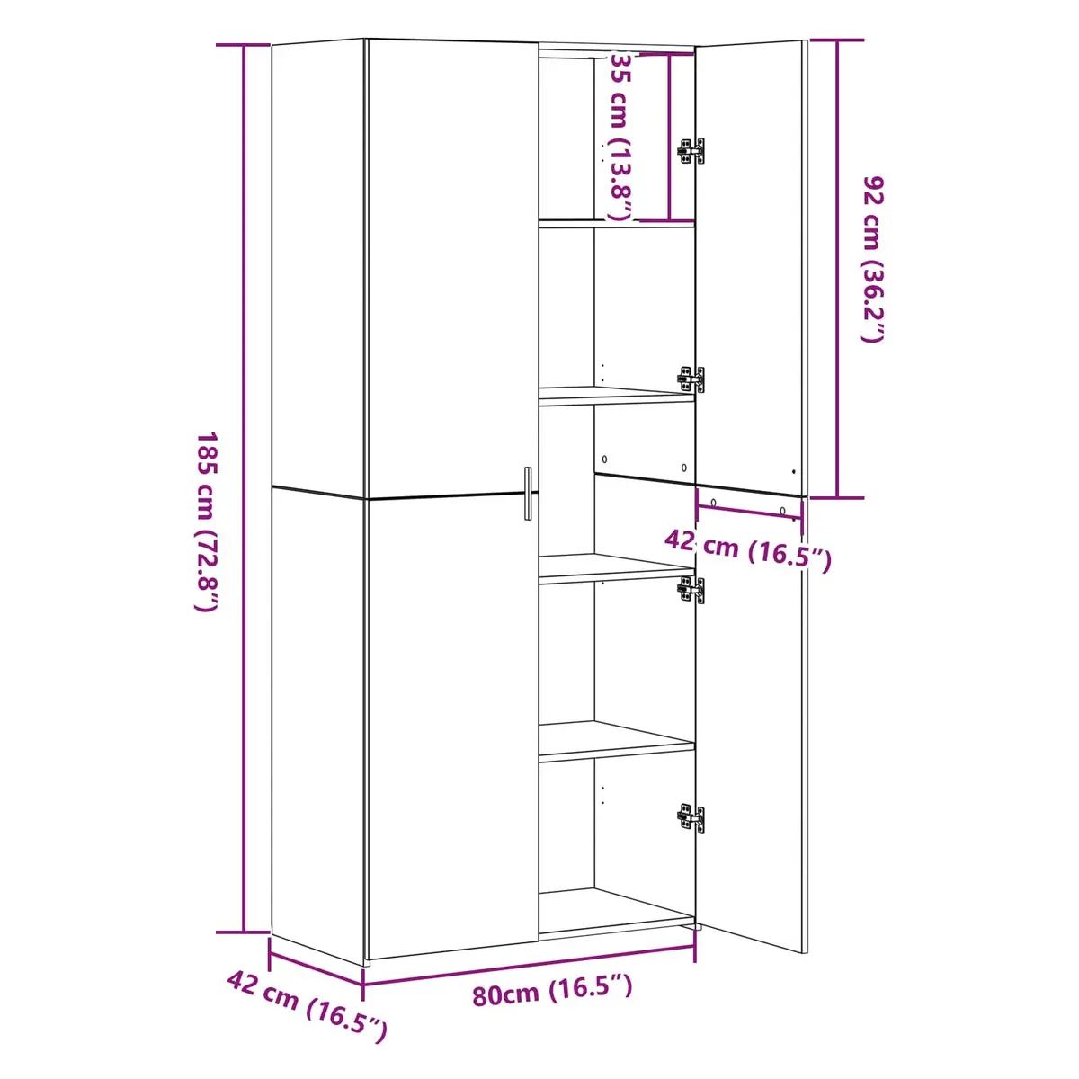 Highboard 2 pcs Brown Storage Cabinet Modern Design Living Room Dining Furniture