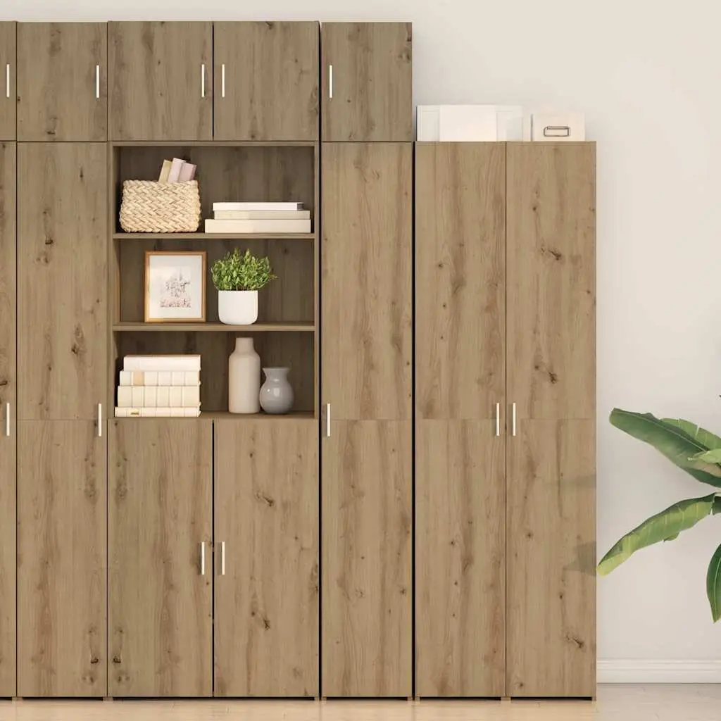 2-Piece Storage Cabinet with Adjustable Shelves Doors Brown Sideboard Furniture