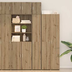 Warm Brown 2-Piece Storage Cabinet with Adjustable Shelves