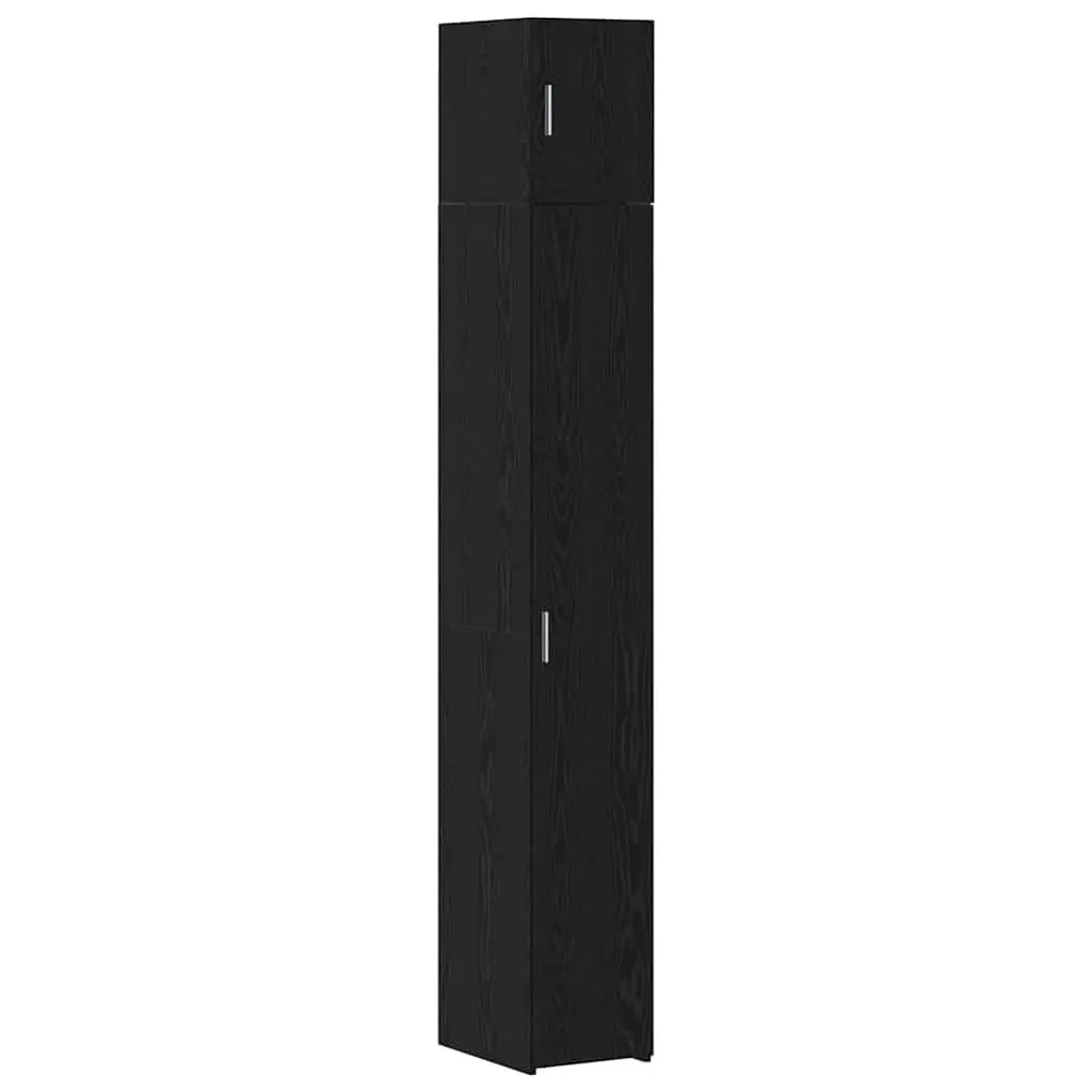 2-Piece Black Oak Storage Cabinet for Living Room