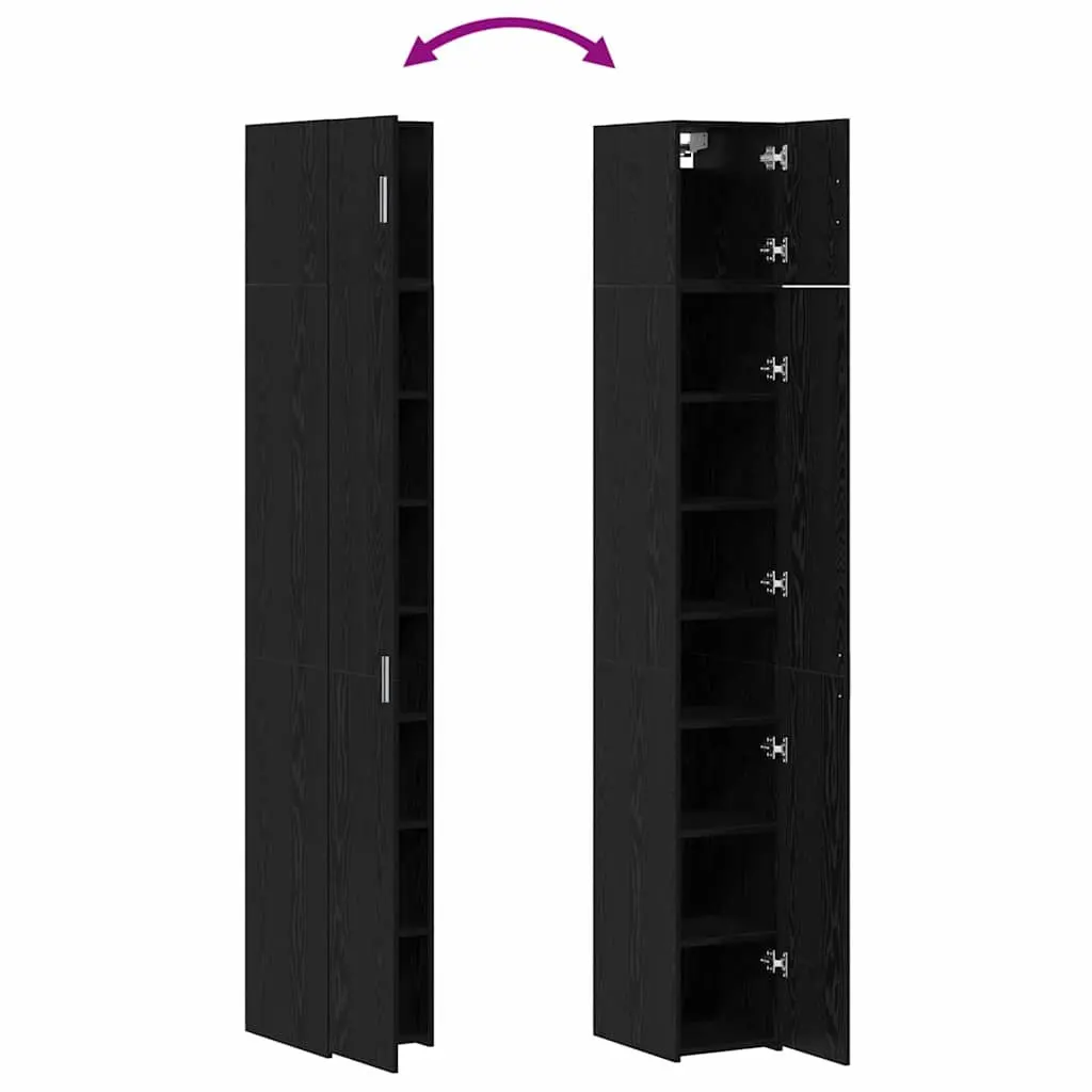 2-Piece Black Oak Storage Cabinet for Living Room