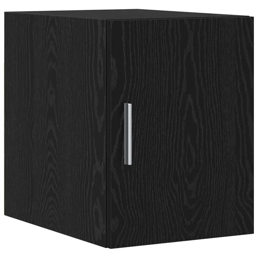 2-Piece Black Oak Storage Cabinet for Living Room