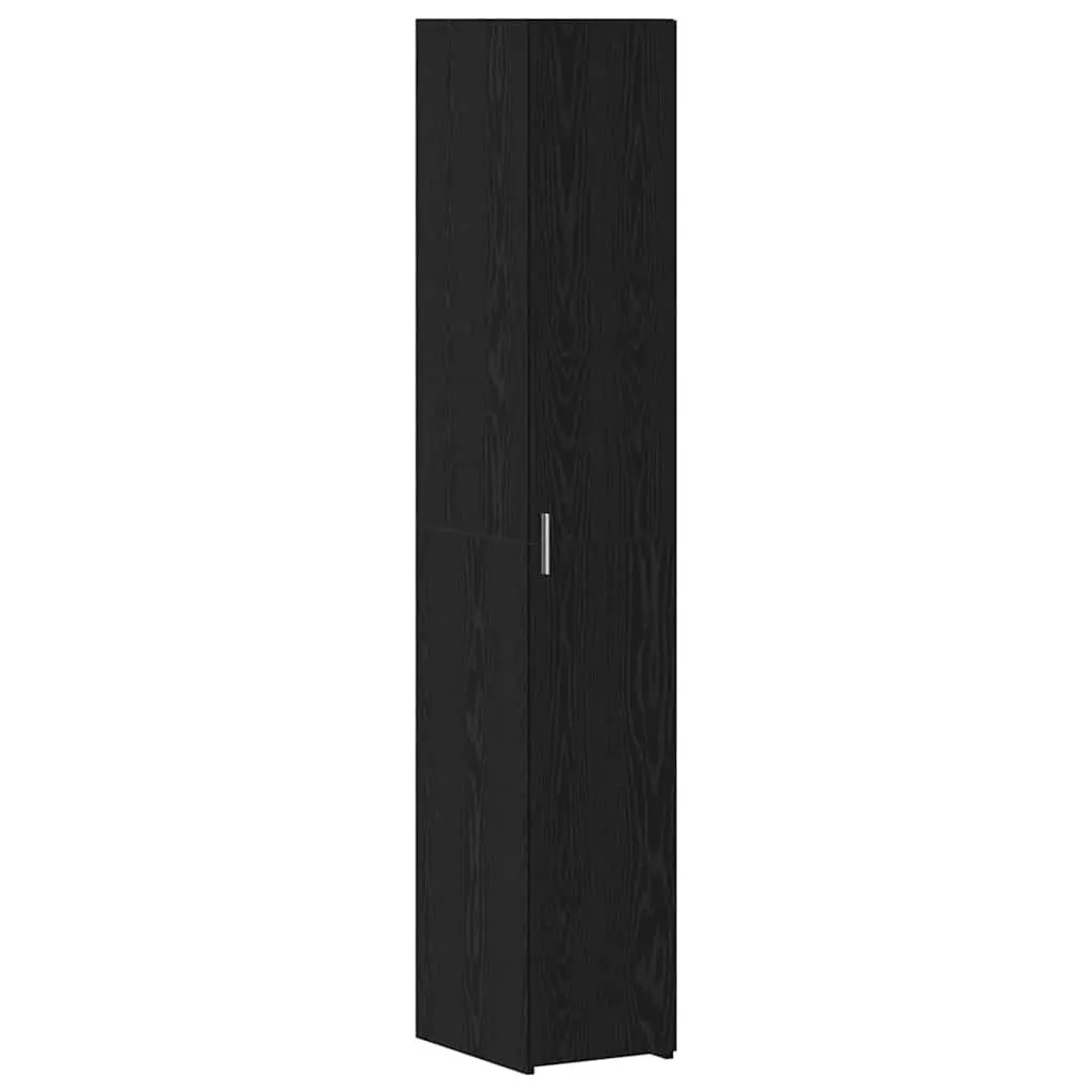 2-Piece Black Oak Storage Cabinet for Living Room