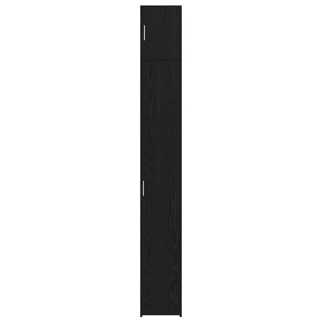 2-Piece Black Oak Storage Cabinet for Living Room