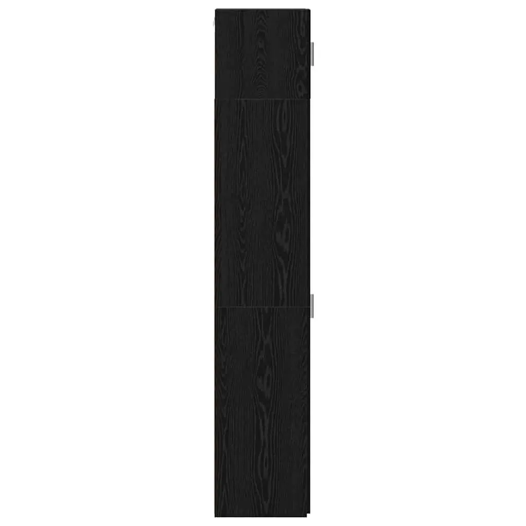 2-Piece Black Oak Storage Cabinet for Living Room