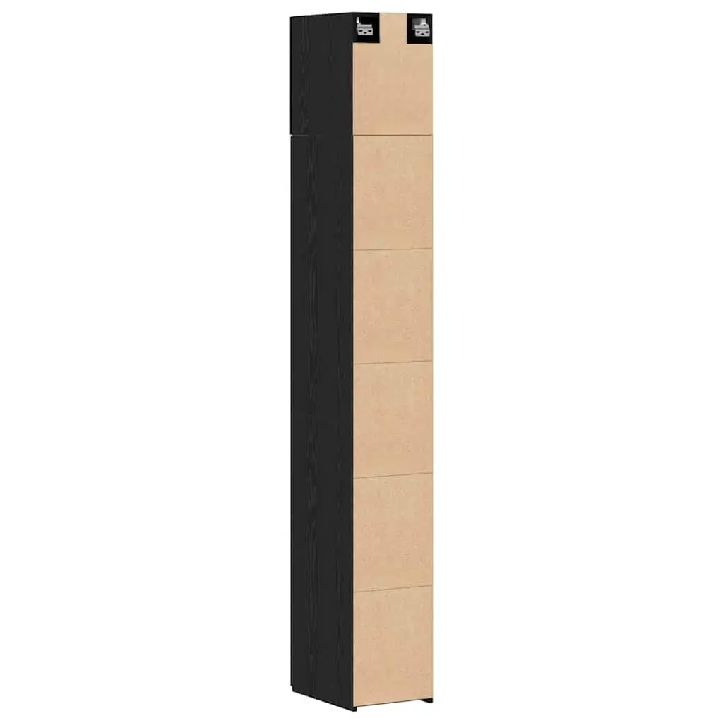 2-Piece Black Oak Storage Cabinet for Living Room