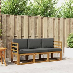 3 Piece Acacia Wood Outdoor Sofa Set with Cushions