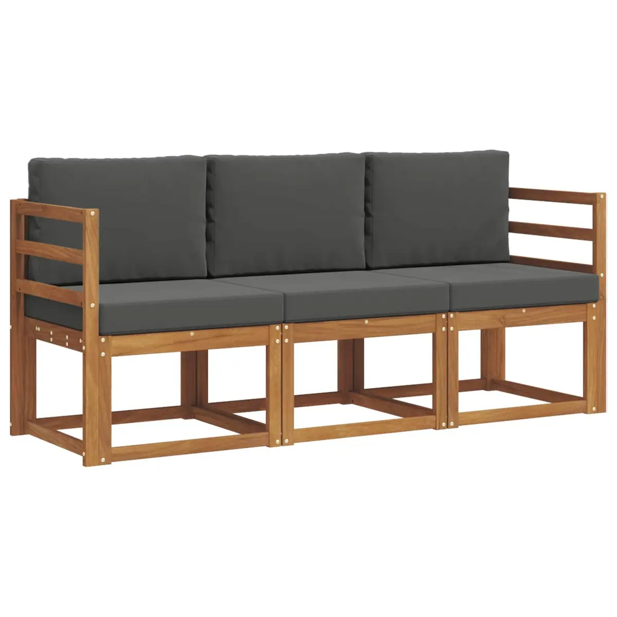 3 Piece Acacia Wood Outdoor Sofa Set with Cushions