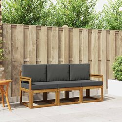 3 Piece Acacia Wood Outdoor Sofa Set with Cushions
