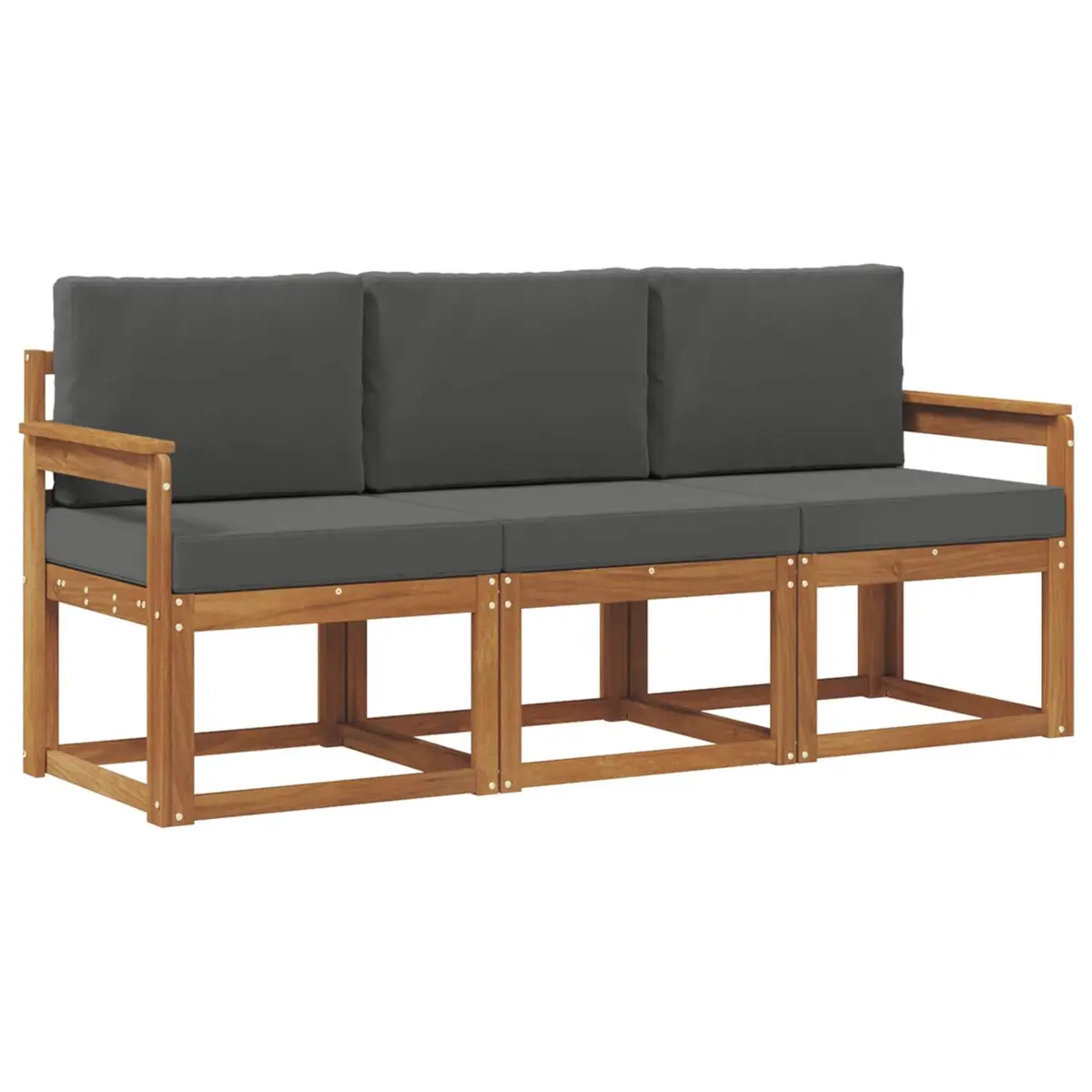 Outdoor Sofa Set Modular 3 Piece Acacia Wood Garden Furniture with Cushions