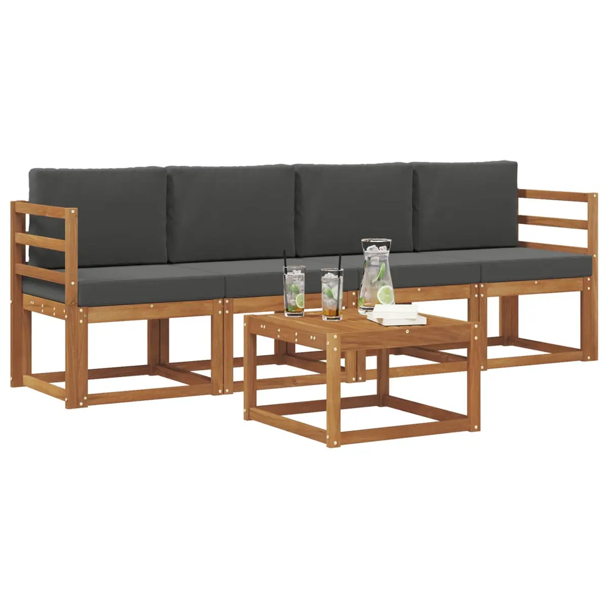 5-Piece Acacia Wood Outdoor Sofa Set for Garden