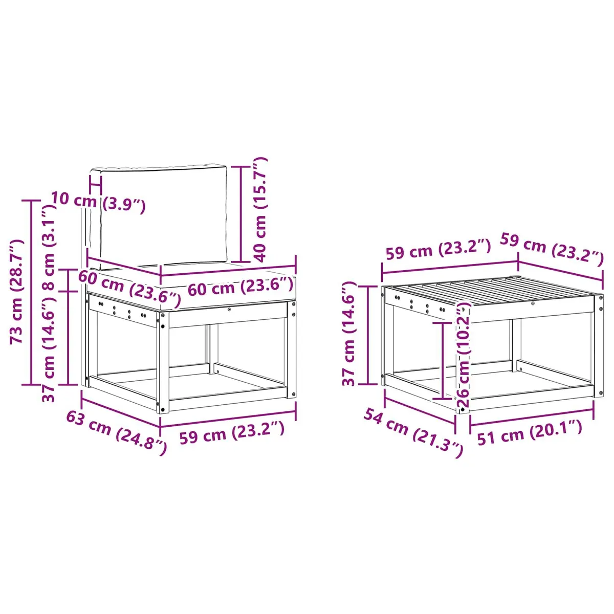 5-Piece Modular Outdoor Sofa Set with Cushions