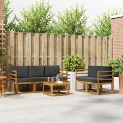 6 Piece Brown Outdoor Sofa Set with Cushions