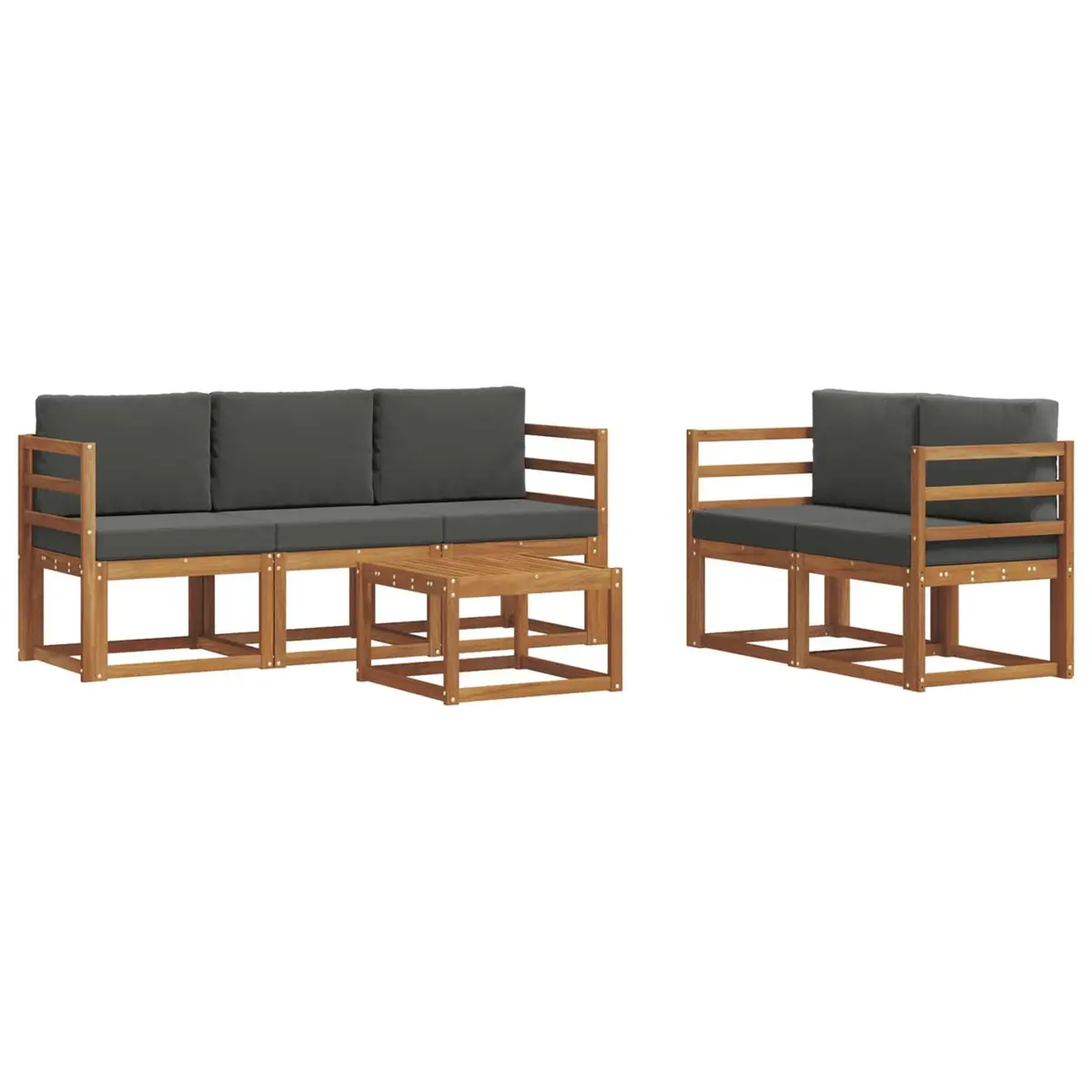 6 Piece Brown Outdoor Sofa Set with Cushions