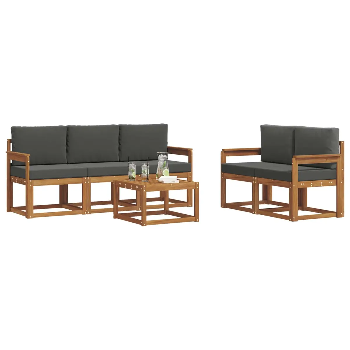 6 Piece Modular Outdoor Sofa Set with Cushions