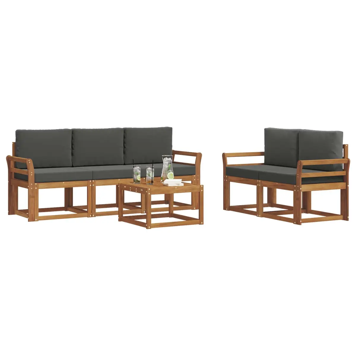6-Piece Outdoor Sofa Set in Solid Acacia Wood