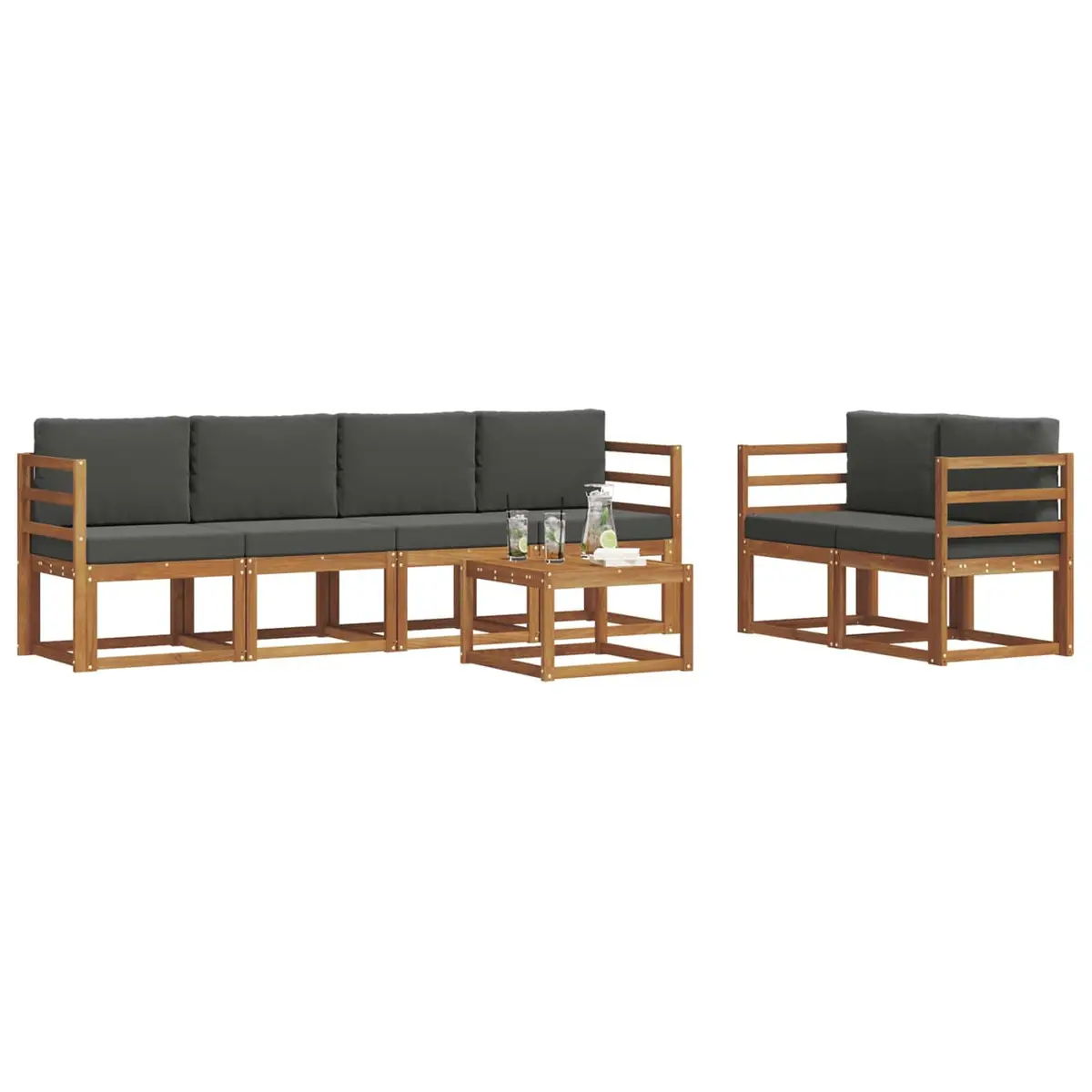 7-Piece Outdoor Sectional Sofa Set with Cushions