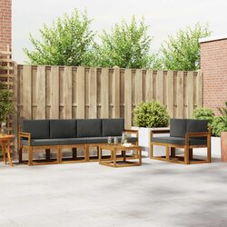 7-Piece Brown Outdoor Sectional Sofa Set with Cushions