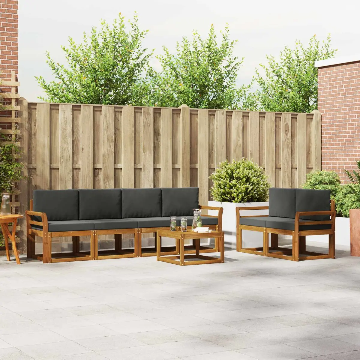 7-Piece Outdoor Sectional Sofa Set in Brown