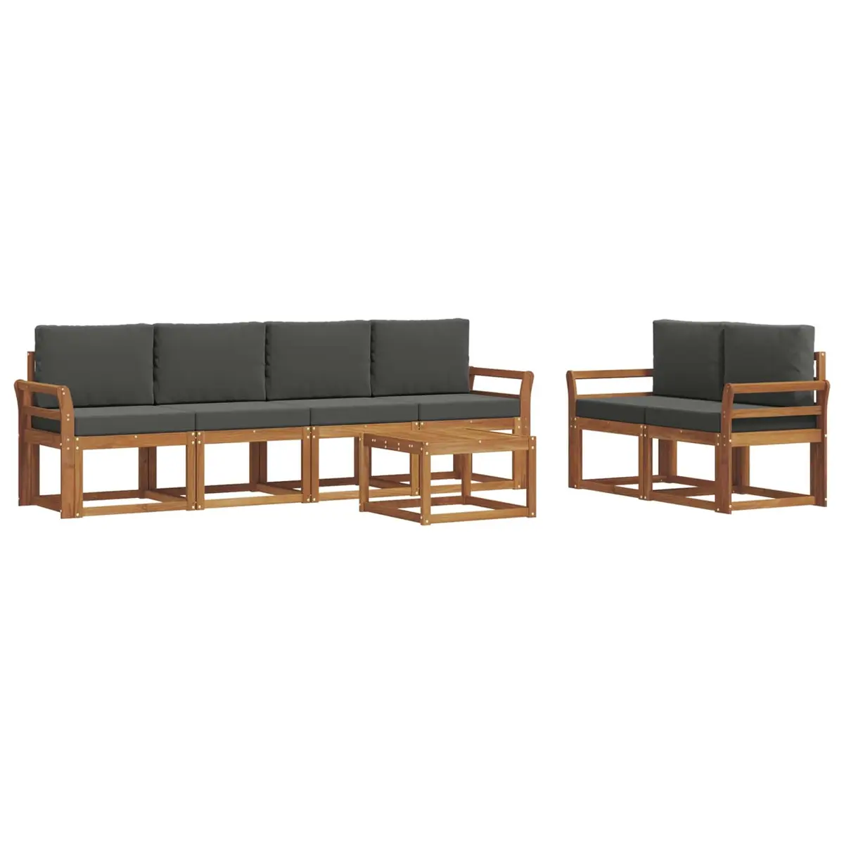 7-Piece Outdoor Sectional Sofa Set in Brown