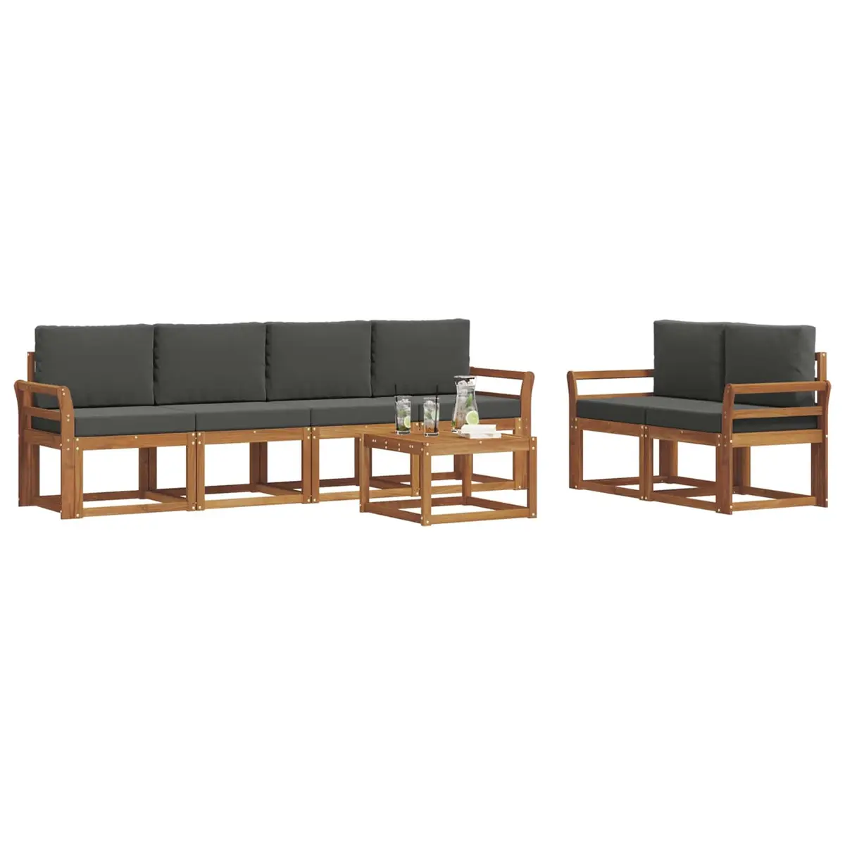 7-Piece Outdoor Sectional Sofa Set in Brown
