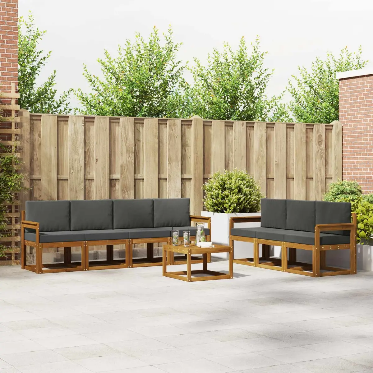 8-Piece Outdoor Sofa Set with Cushions in Brown