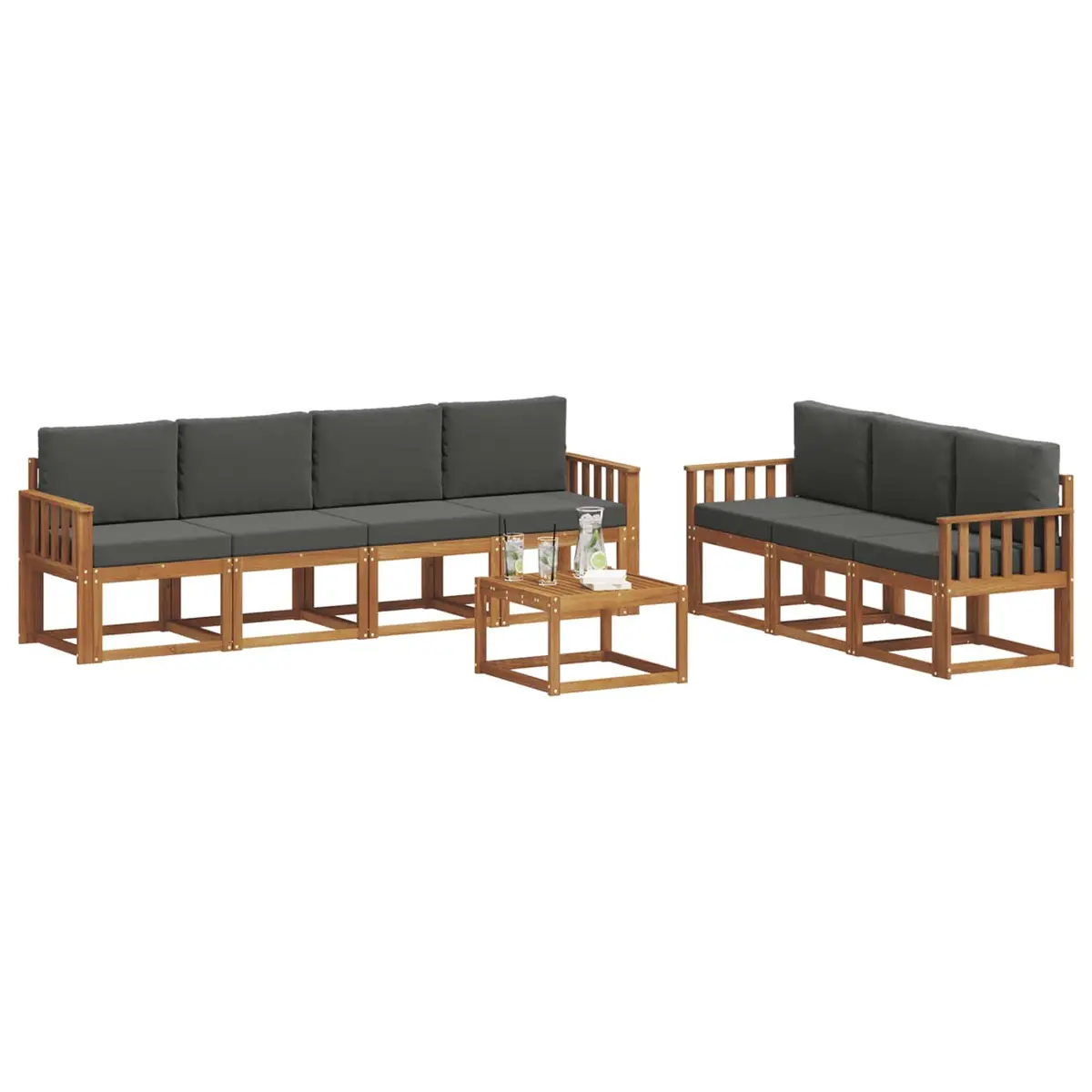 8-Piece Acacia Wood Outdoor Sofa Set with Cushions