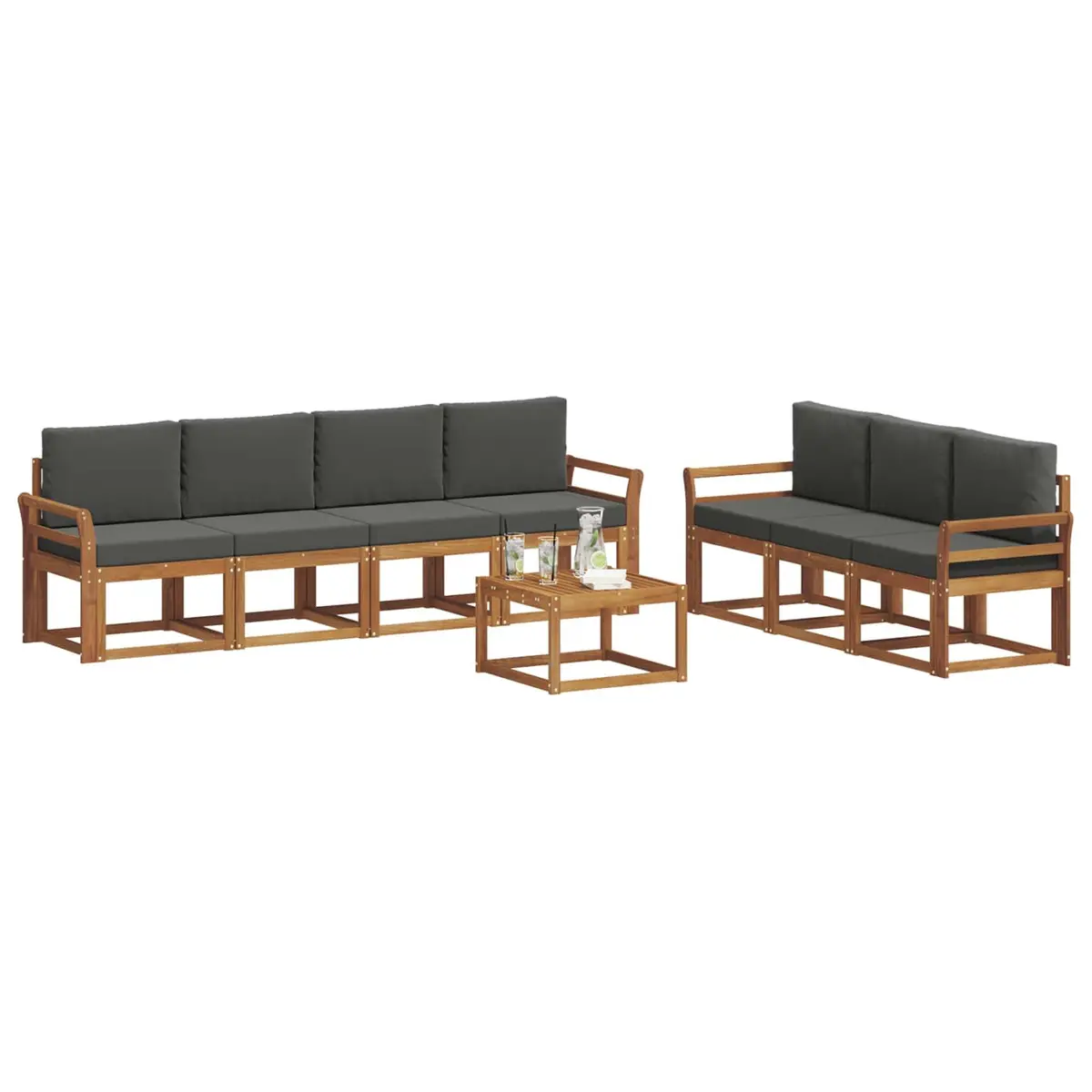 Outdoor Sofa Set Modular 8 Piece Acacia Wood Cushion