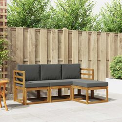 4 Piece Garden Sofa Set with Cushions in Acacia Wood