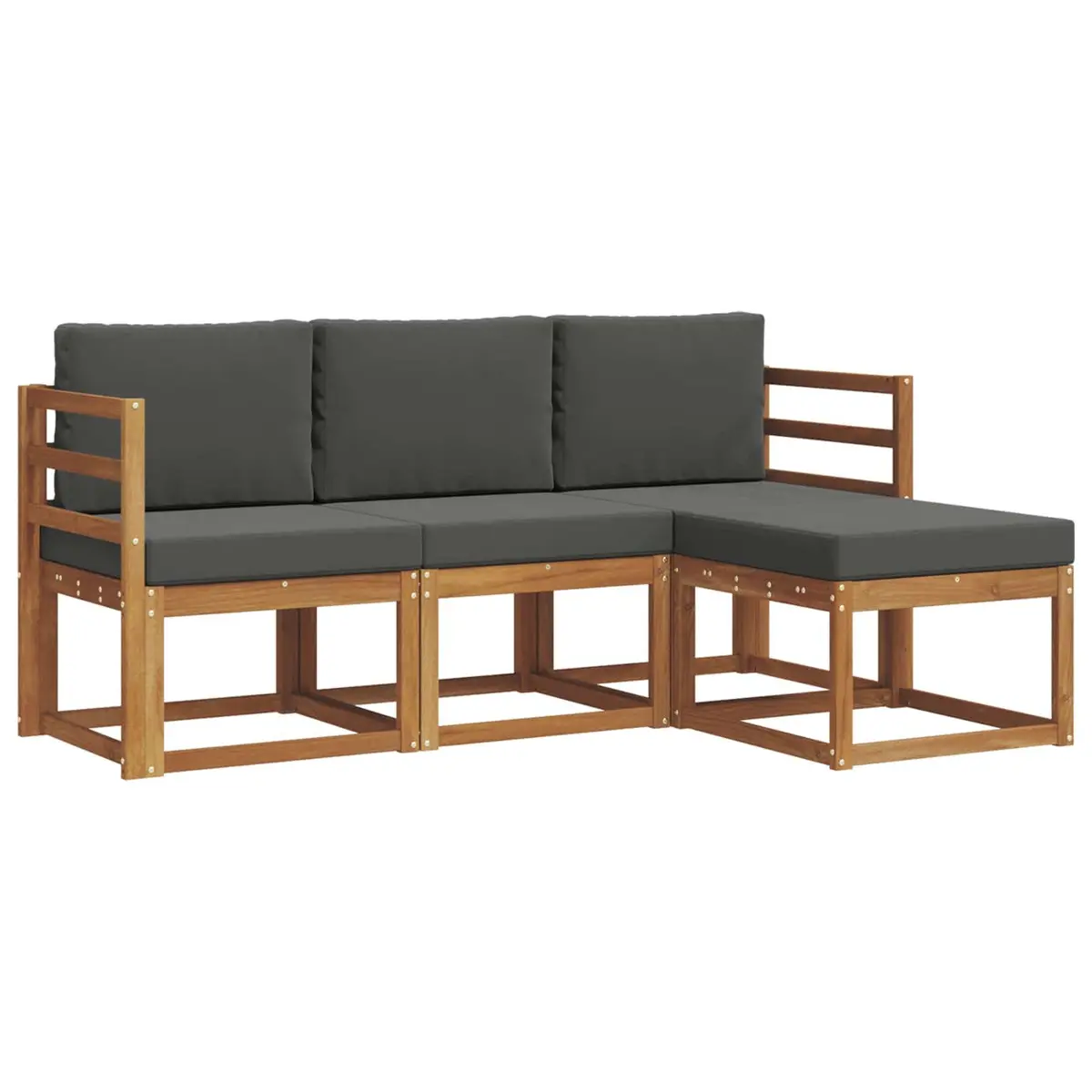 Outdoor Sofa Set 4 Piece Garden Furniture Acacia Wood Cushion Patio Lounge