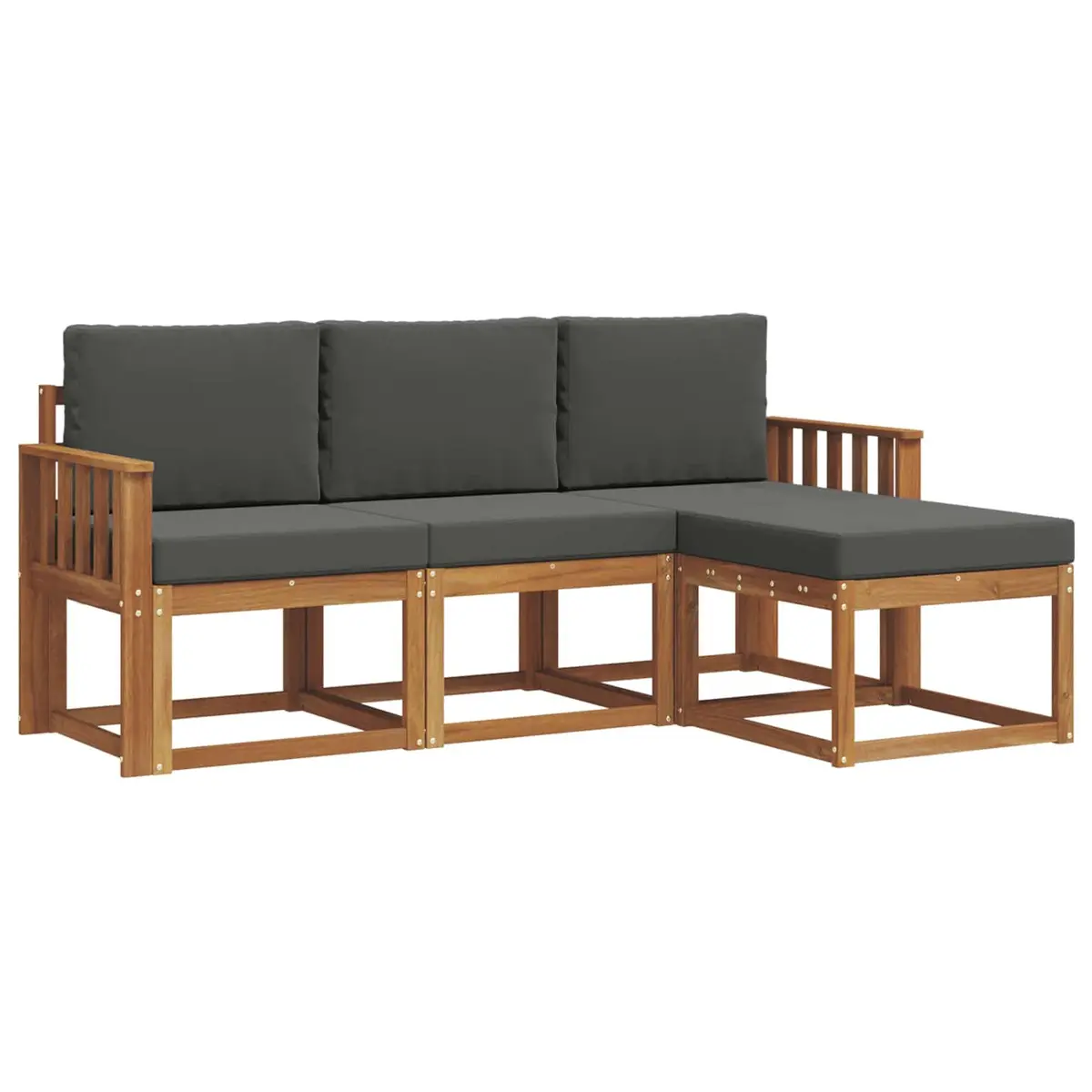 Outdoor Sofa Set Modern 4 Piece Solid Acacia Wood with Cushions