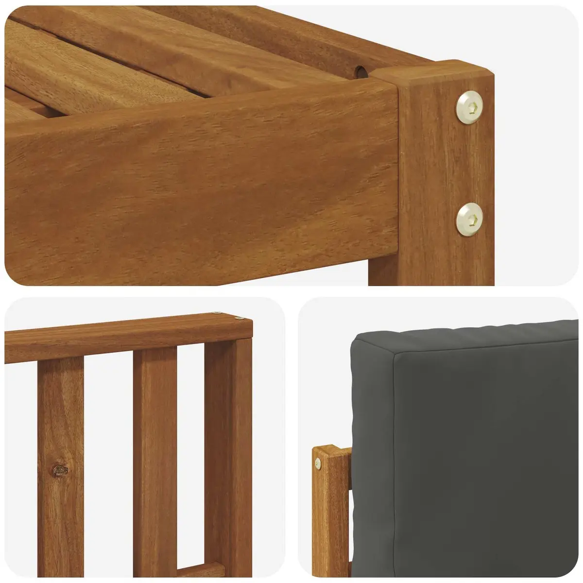 Outdoor Sofa Set Modern 4 Piece Solid Acacia Wood with Cushions