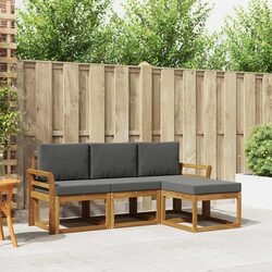 4-Piece Outdoor Sofa Set in Acacia Wood with Cushions