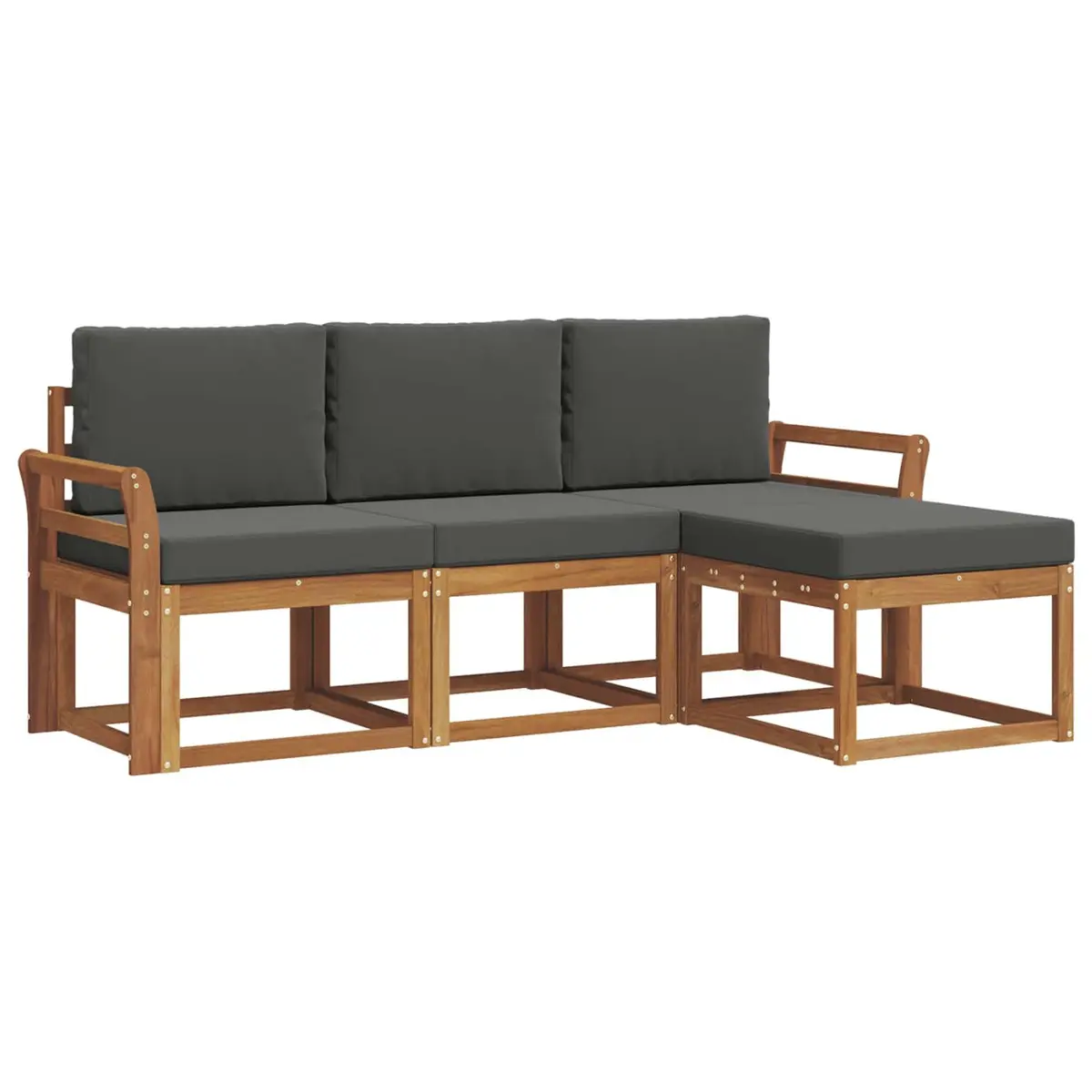 Outdoor Sofa Set Modern 4 Piece Acacia Wood with Cushions