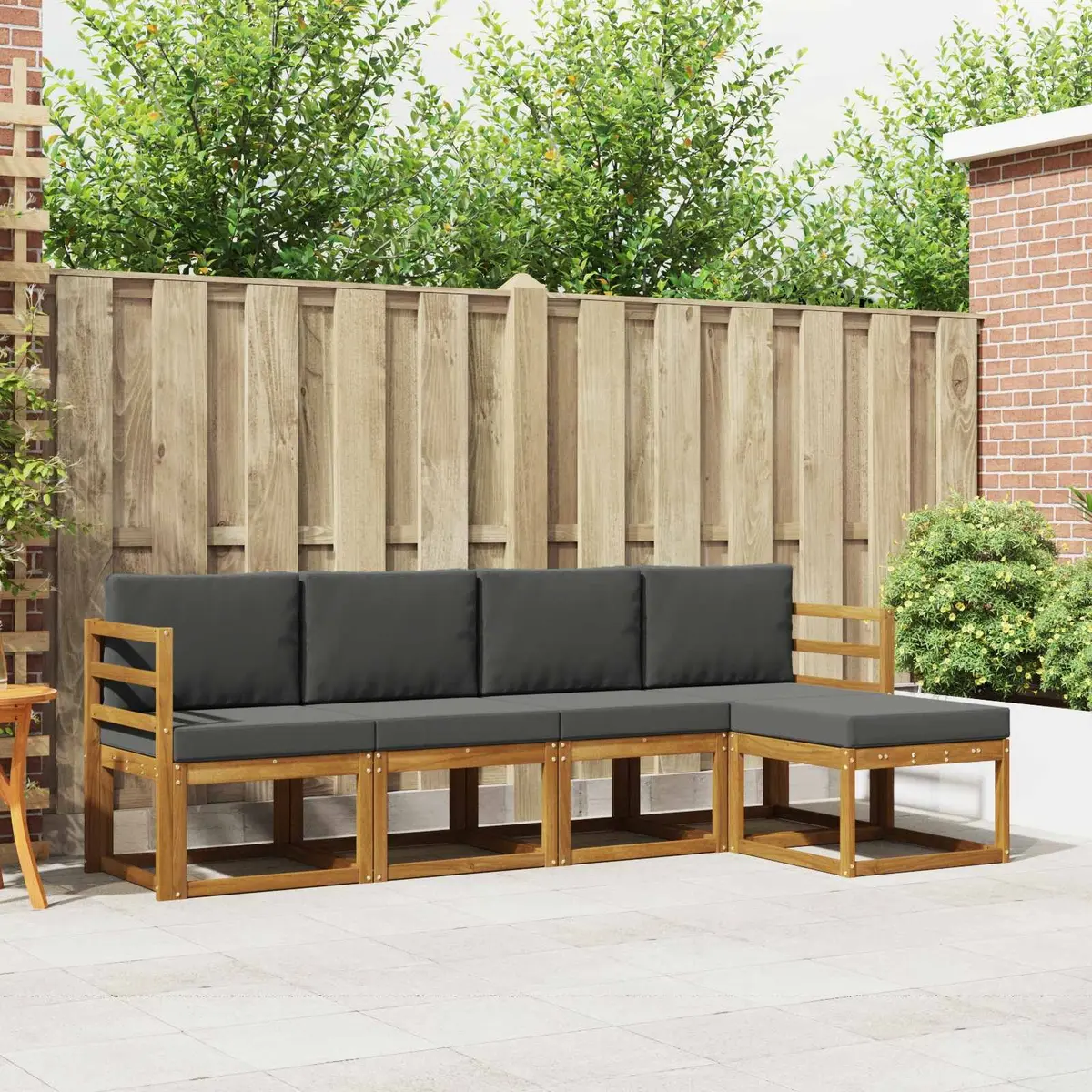 5-Piece Garden Sectional Lounge Sofa Set in Brown