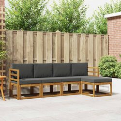 5-Piece Garden Sectional Lounge Sofa Set in Brown