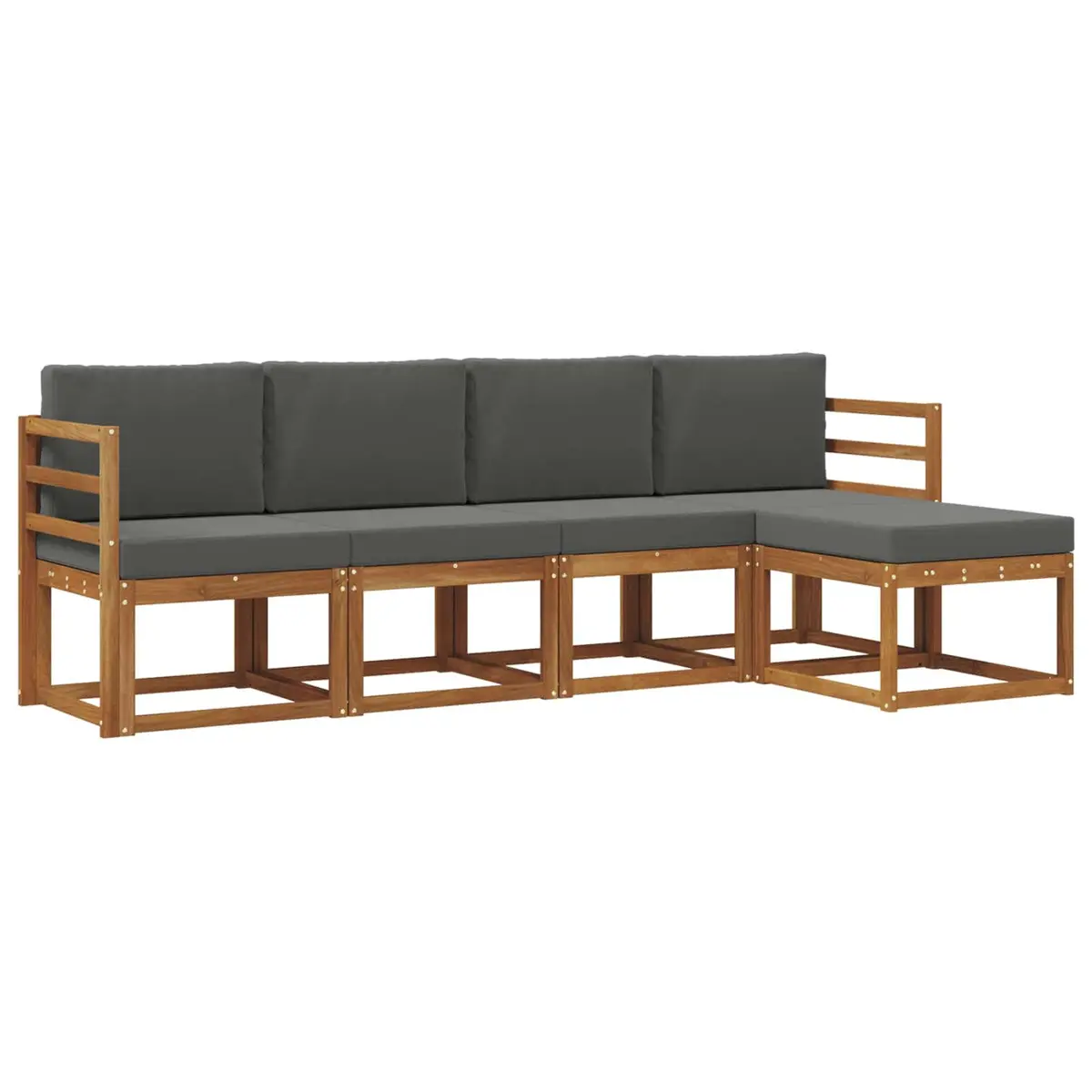 Outdoor Sofa Set 5 Piece Garden Sectional Lounge Solid Acacia Wood Brown