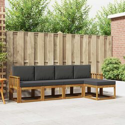5-Piece Brown Acacia Wood Outdoor Sofa Set