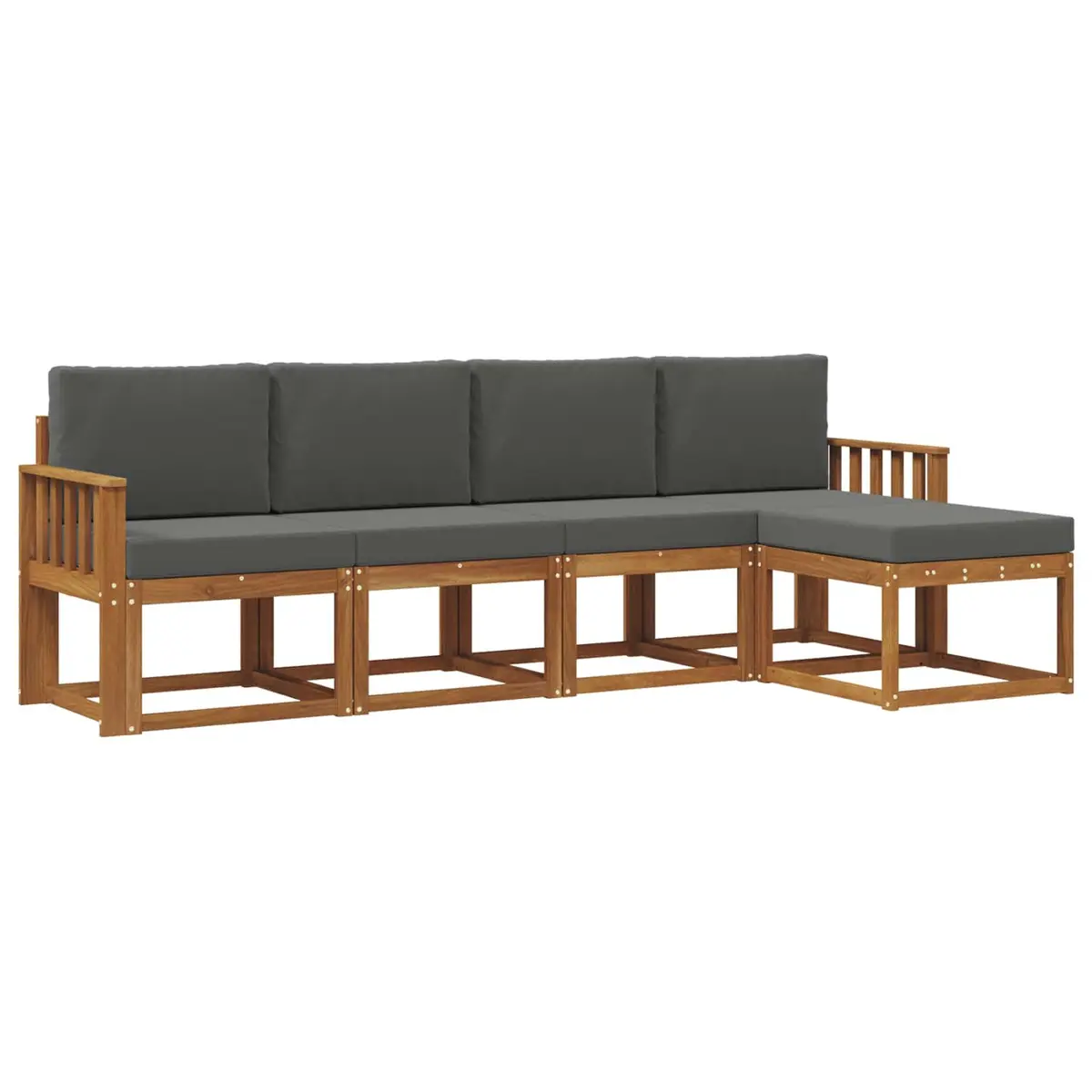 Outdoor Sofa Set 5 pcs Garden Furniture Brown Acacia Wood Sectional Lounge